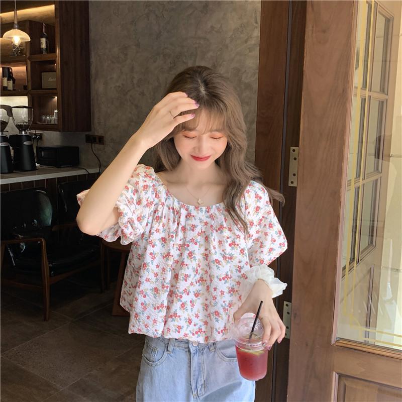 Áo voile tay ngắn in hoa hợp thời trang cho nữ