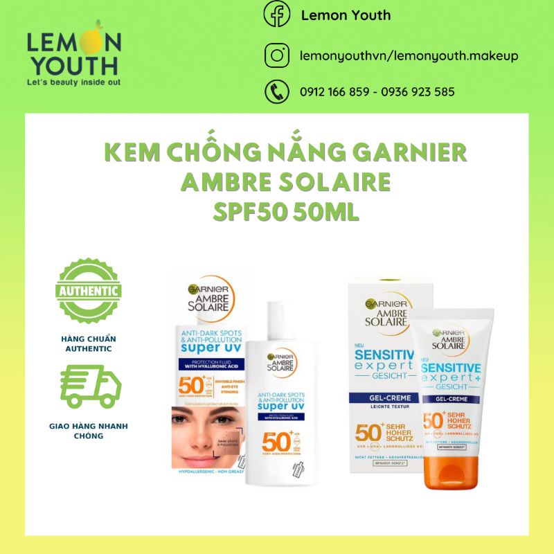 Kem chống nắng Garnier Sensitive Advanced UV Face Fluid SPF50 40ml
