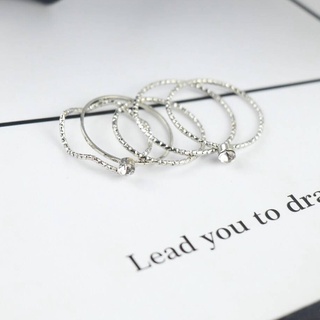 Set 05 nhẫn bạc đính đá kiểu dáng mảnh thanh lịch cho nữ