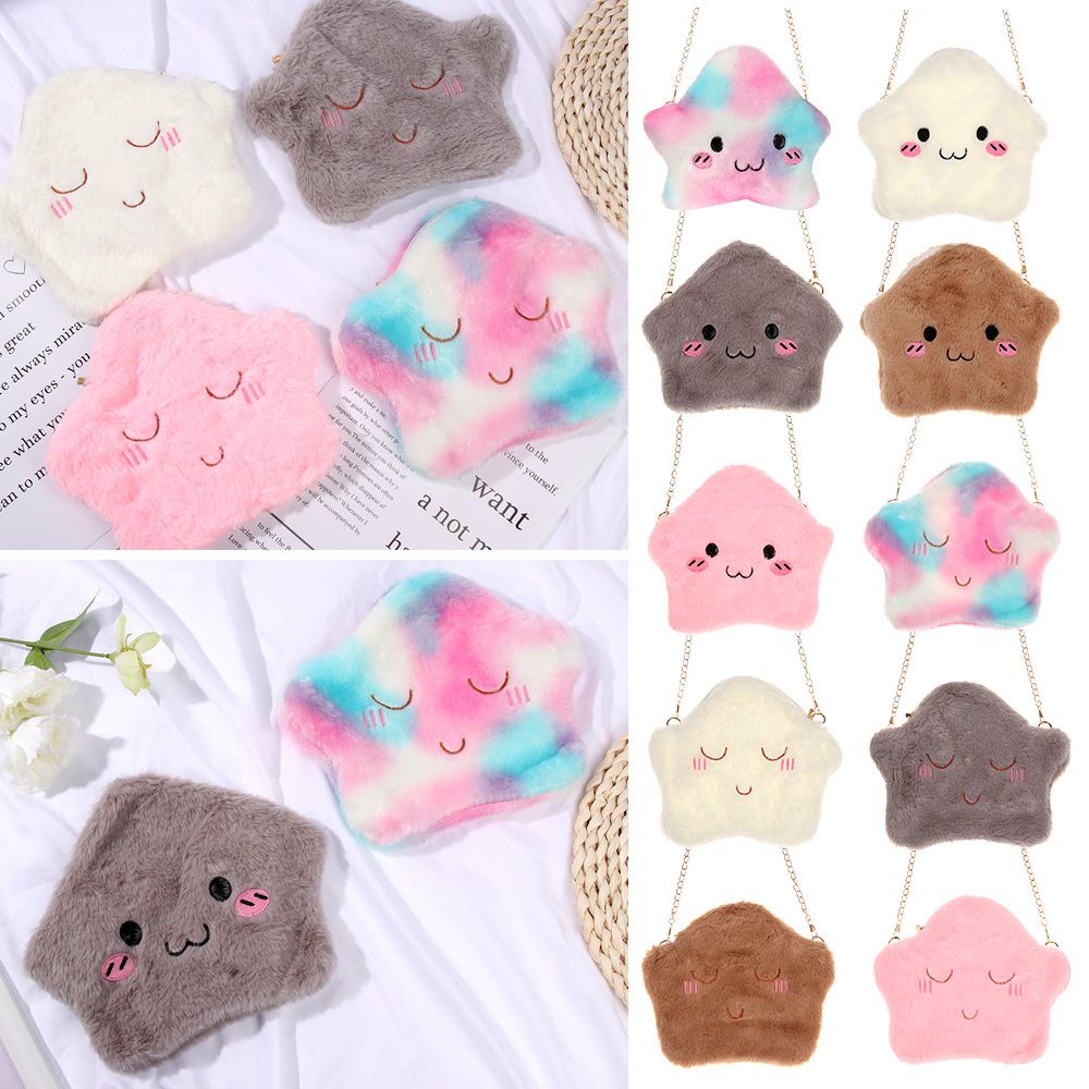 Túi đeo chéo lông nhung mihan1 hình ngôi sao nhiều màu sắc dễ thương cho bé