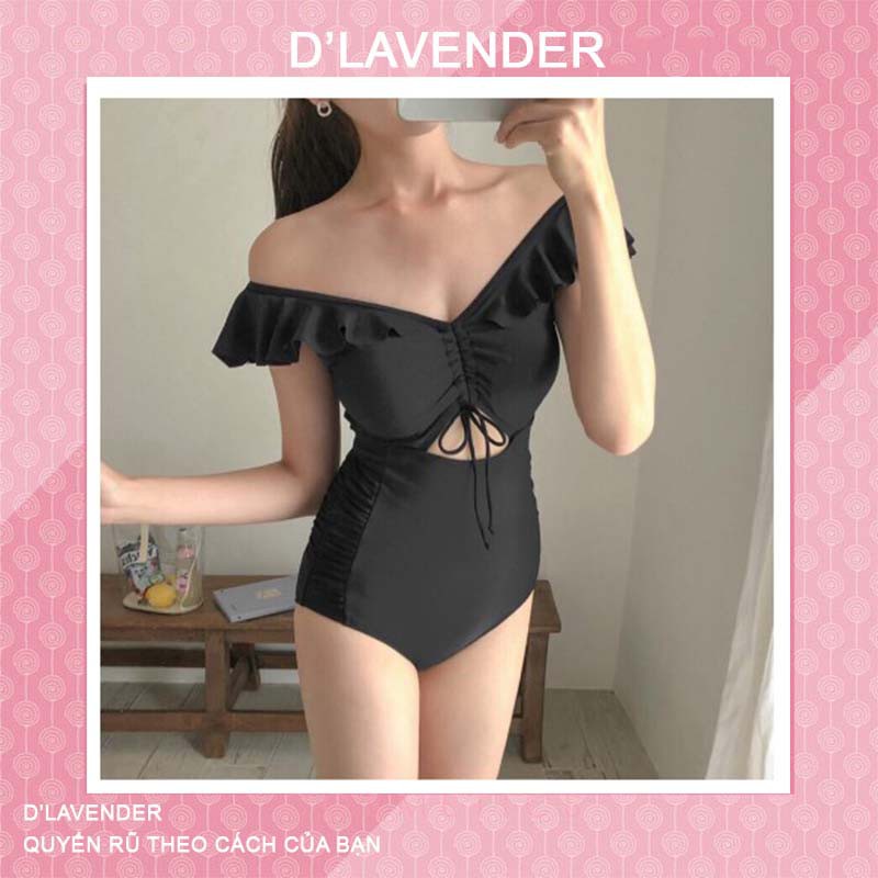 Bikini, Đồ Bơi Đi Biển Một Mảnh thân Liền Đen Dây Rút Ngực Secxy BKN 20 DLAVENDER