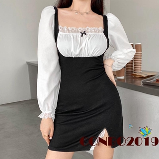 Đầm nữ dài tay cổ vuông ôm sát quyến rũ