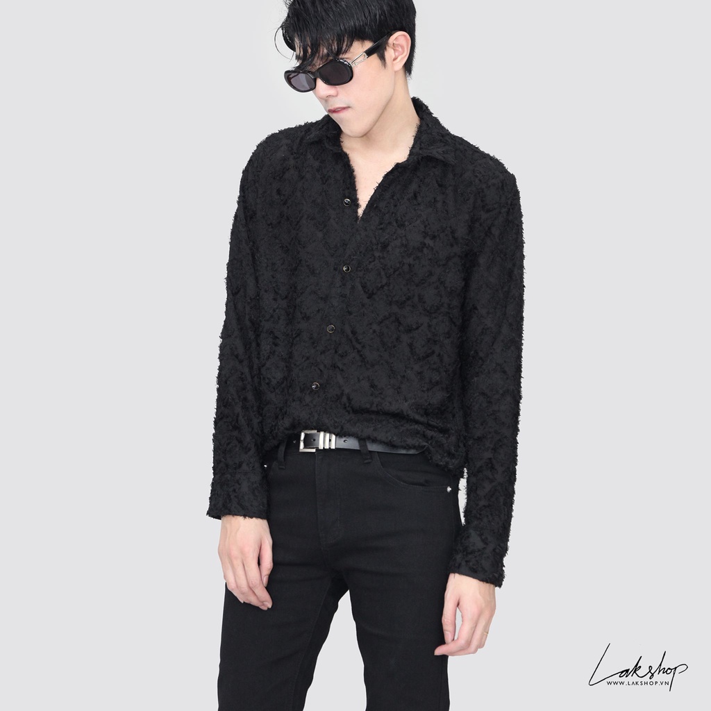 Áo sơ mi tua rua Lak Studios Ziczac Tassels Black Shirt