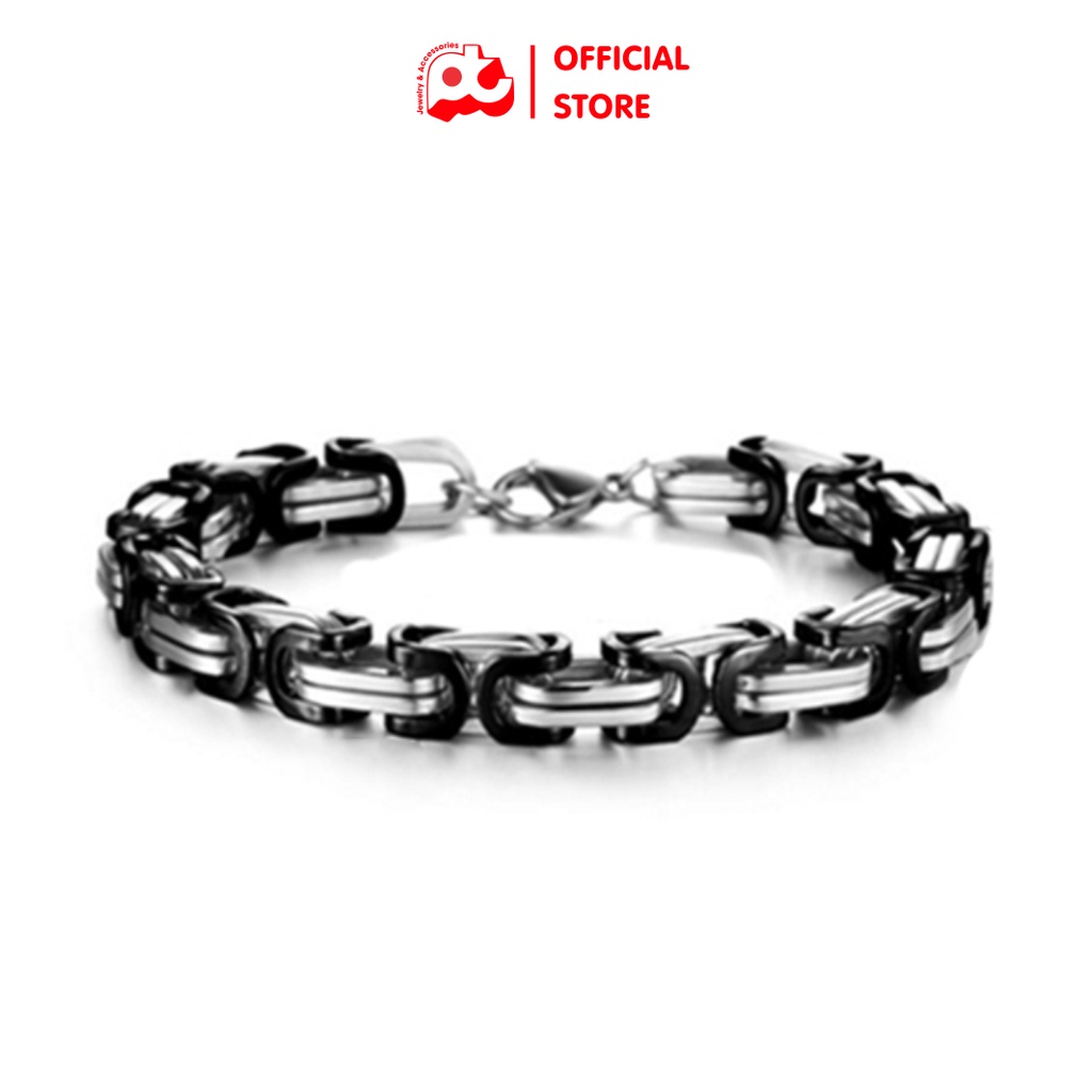Lắc tay cao cấp titan nam đẹp sang trọng thép không gỉ kiểu ziczac vuông PT JEWELRY kích cỡ 7mm PTLTNA84