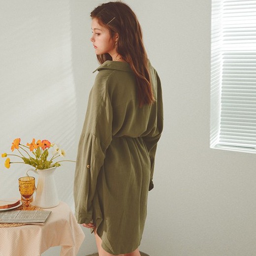 Váy sơ mi 2 túi trước kèm belt Nữ Air Space 2031824013 | BigBuy360 - bigbuy360.vn