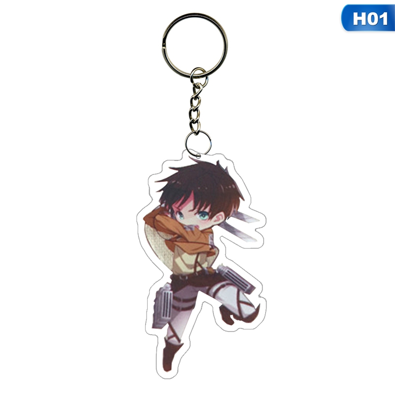 Anime Attack On Titan Keychain Cartoon Figure Keyring Double Sided Transparent Acrylic Fans Jewelry