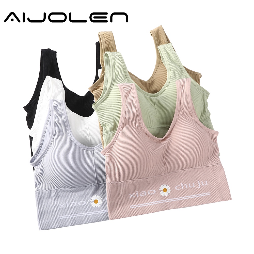Áo Ngực Thể Thao Aijolen Thoải Mái Thoáng Khí Không Có Gọng Thép Lưng Đẹp In Họa Tiết Hoa Cúc Nhỏ