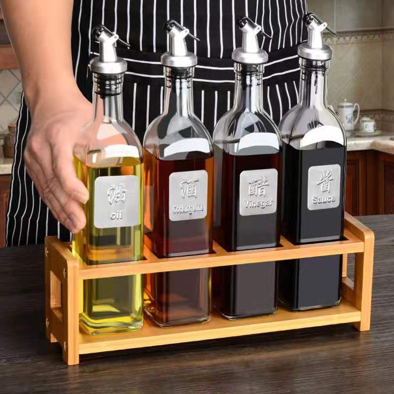 Chai Vuông Nắp rót đựng gia vị thủy tinh 500Ml