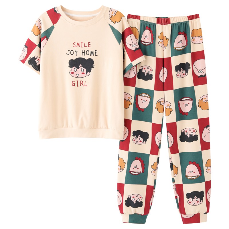 Bộ Đồ Pijama Mặc Ở Nhà Ngắn Tay Đáng Yêu Cho Nữ