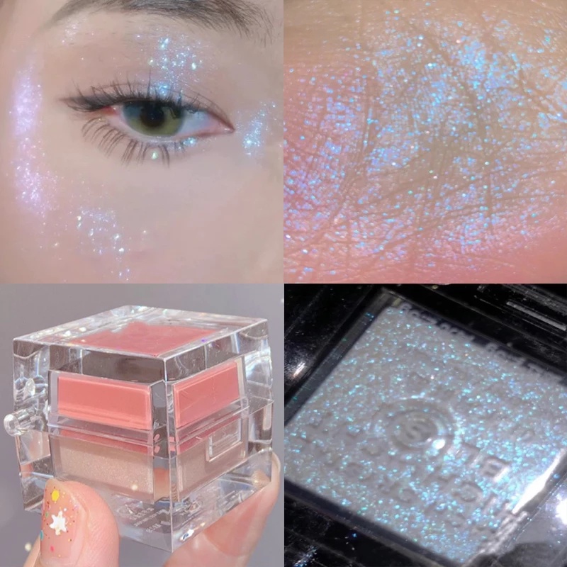 Phấn Má Hồng 2 Trong 1 Ánh Ngọc Trai / Gừng Độ Bóng Cao Tạo Khối Trang Điểm Mặt