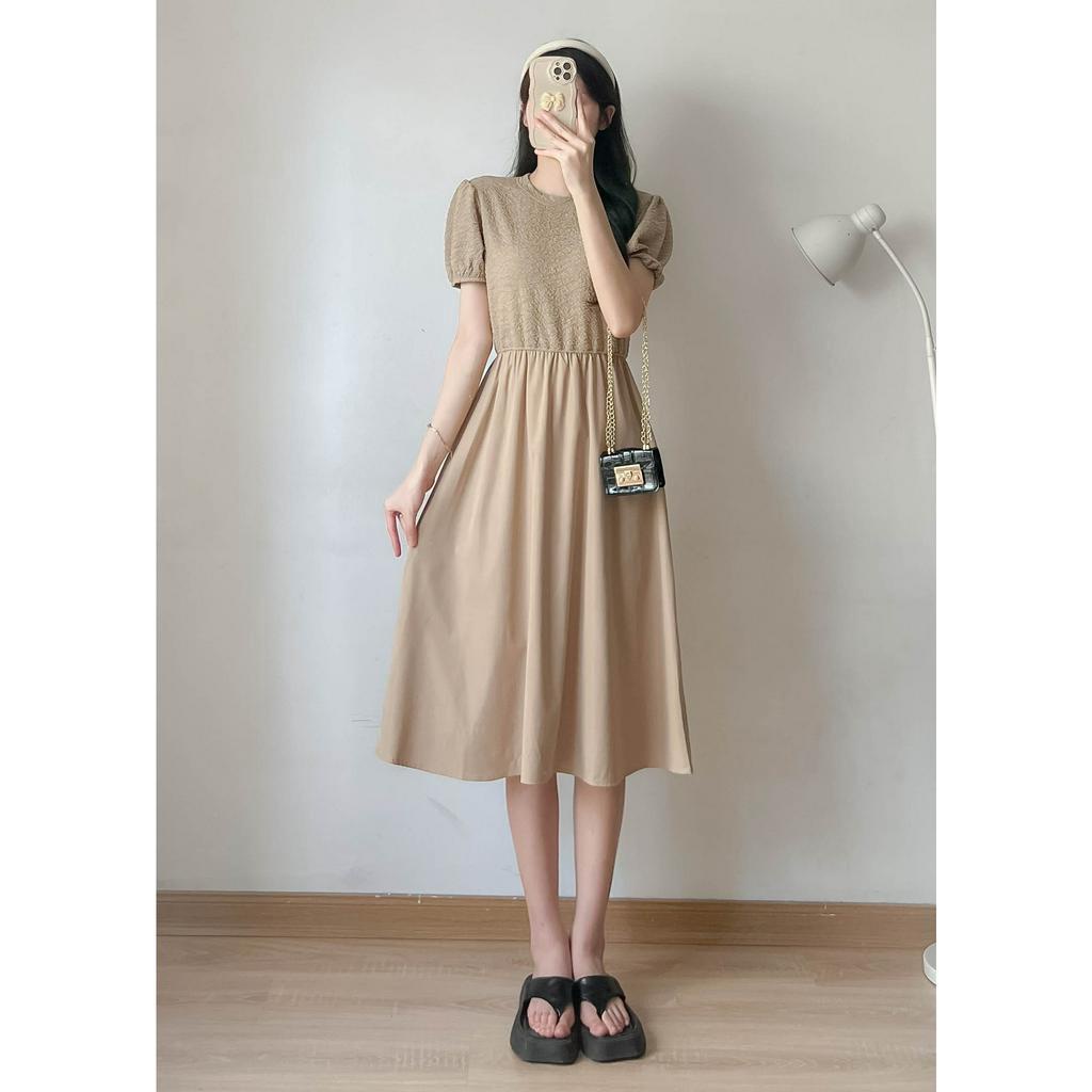 Váy xoè dáng dài chất thun gân phối chất 2 da - 247store.vn - VayA0845