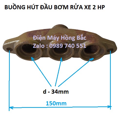 Phụ tùng đầu bơm rửa xe cô doa 2 HP - Xy lanh, buồng áp, buồng hút đầu bơm 2HP