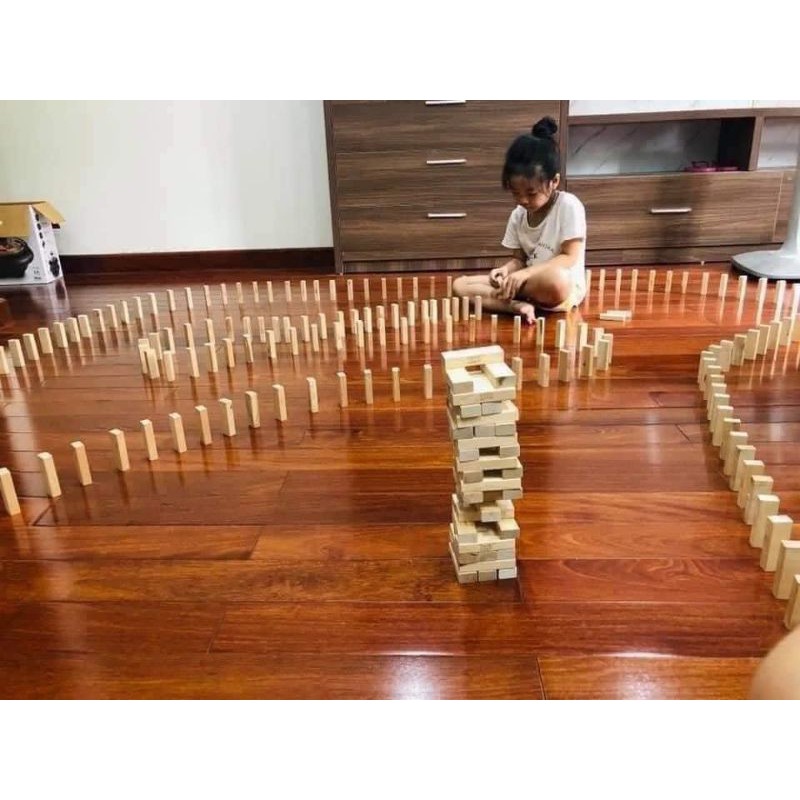 1 kg thanh gỗ Jenga( khoảng 54 thanh), chơi rút gỗ, domino, xếp hình, hàng không có logo, kích thước 7.7*1.5*2.5