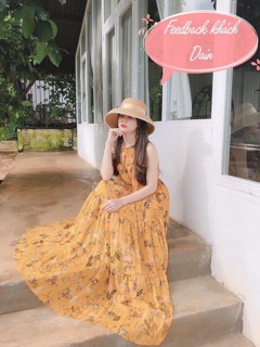 🌸Đầm matxi hoa cổ yếm🌸