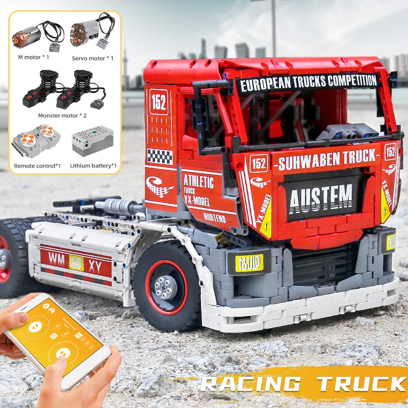 Đồ chơi Lắp ráp Mô hình siêu xe Mould King 13152Technic Car Model The MOC-27036 App Motorized Race Truck MkII