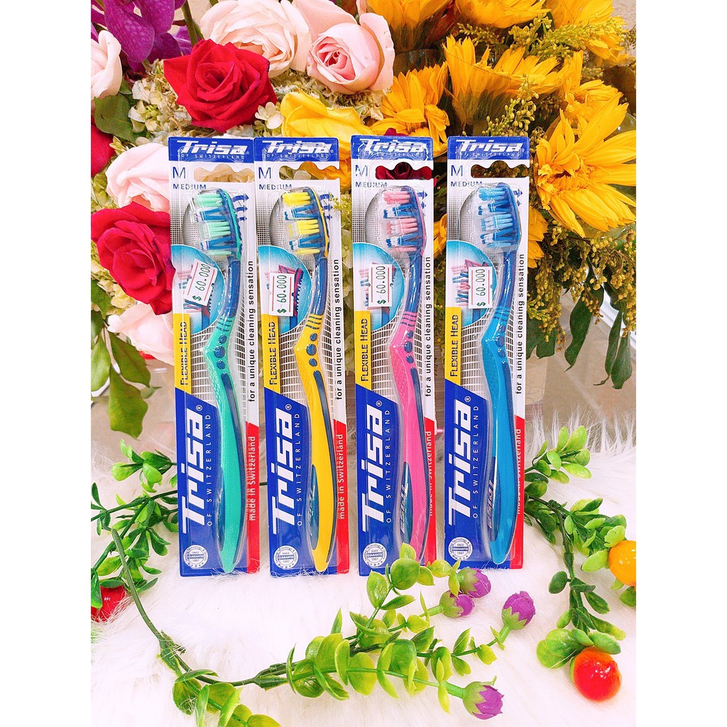 BÀN CHẢI - TRISA Flexible Head Hard, Medium ,Soft xuất xứ Thụy Sĩ