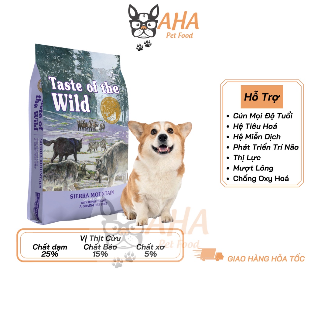 Thức Ăn Cho Chó Corgi Taste Of The Wild Bao 2kg -  Sierra Mountain Thịt Cừu, Trái Cây Rau Củ Quả