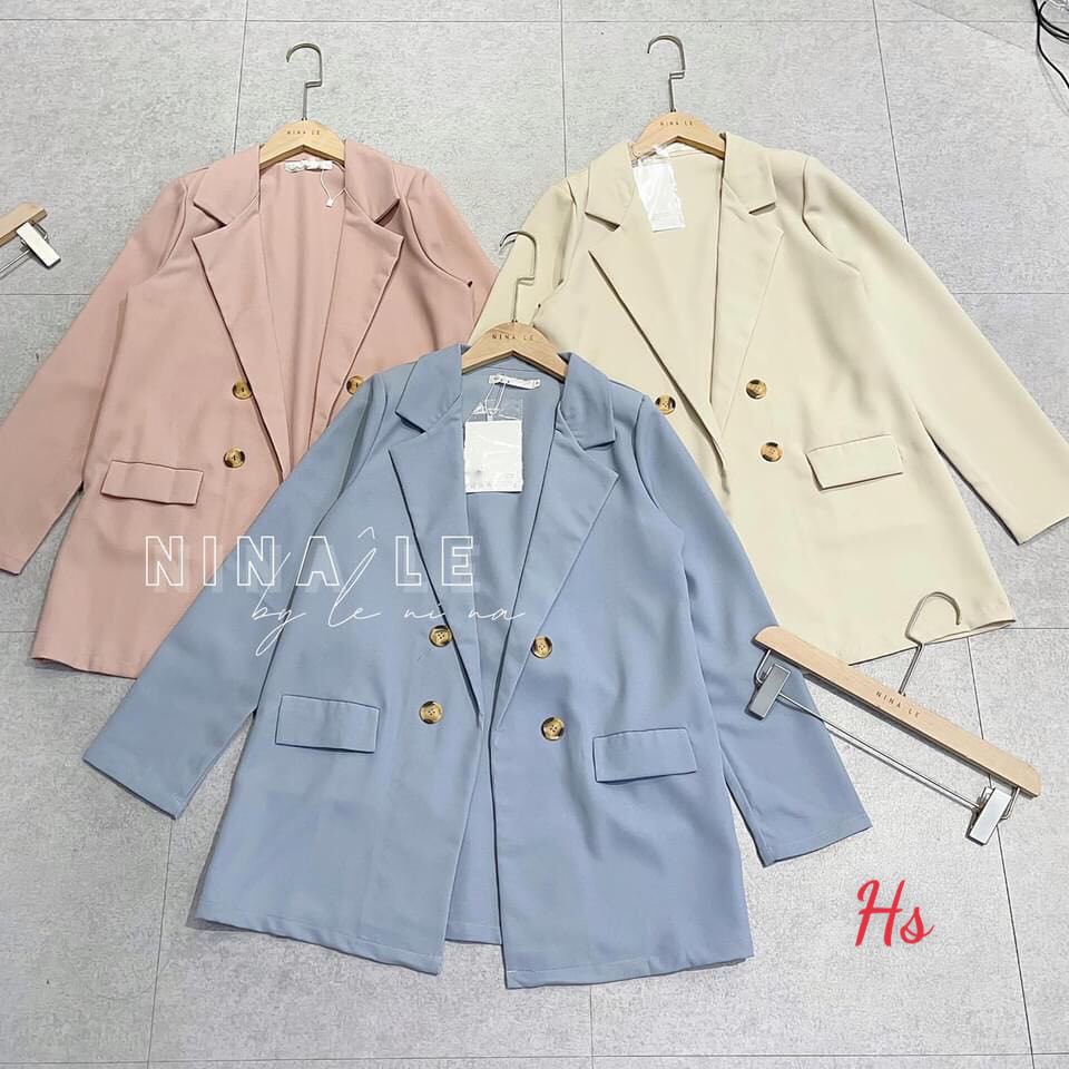 Áo blazer nâu tây sang chảnh màu đen trơn, mầu trắng - Áo vest ,áo blazer nữ vải trượt vạt bầu dáng rộng,hàng xuất khẩu