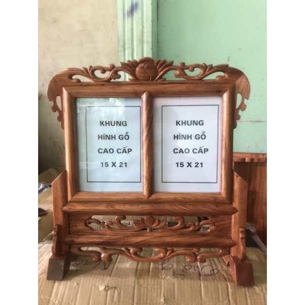 KHUNG HÌNH THỜ ĐÔI GỖ HƯƠNG ĐÁ