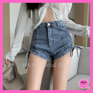 Quần đùi jean nữ lưng cao quần short jean nữ rút dây dáng ôm nâng mông HN Clothing Q15