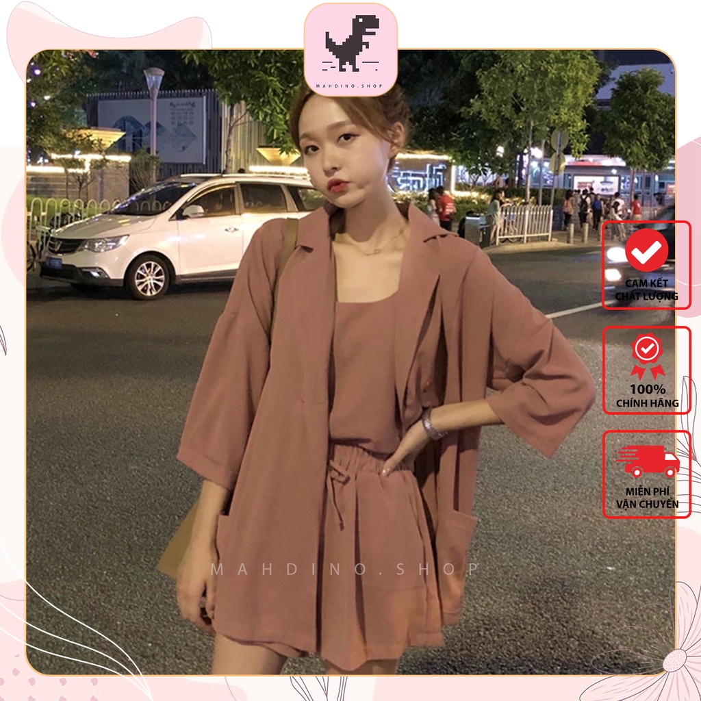 [ORDER]Set ÁO BLAZER MIX QUẦN SOOC style ulzzang/Set áo vét hai dây mix quần ống sooc siêu xinh mahdino.shop