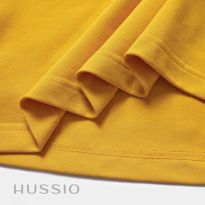 Áo polo nam trơn HUSSIO classic vải cá sấu tay ngắn trẻ trung | BigBuy360 - bigbuy360.vn