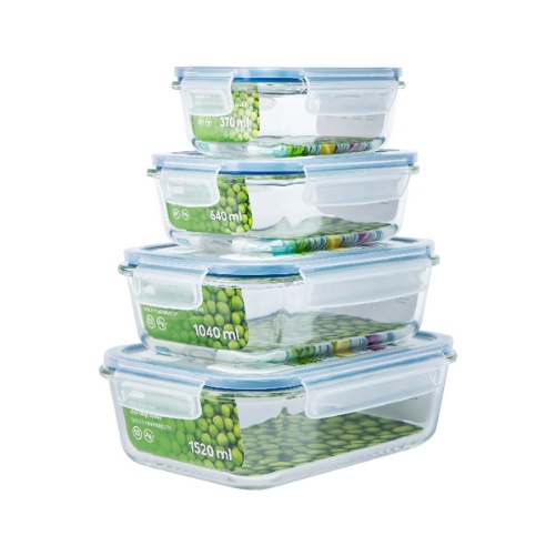Hộp thủy tinh đựng thực phẩm - Dạng Chữ Nhật - Chịu Nhiệt - Size 370ml