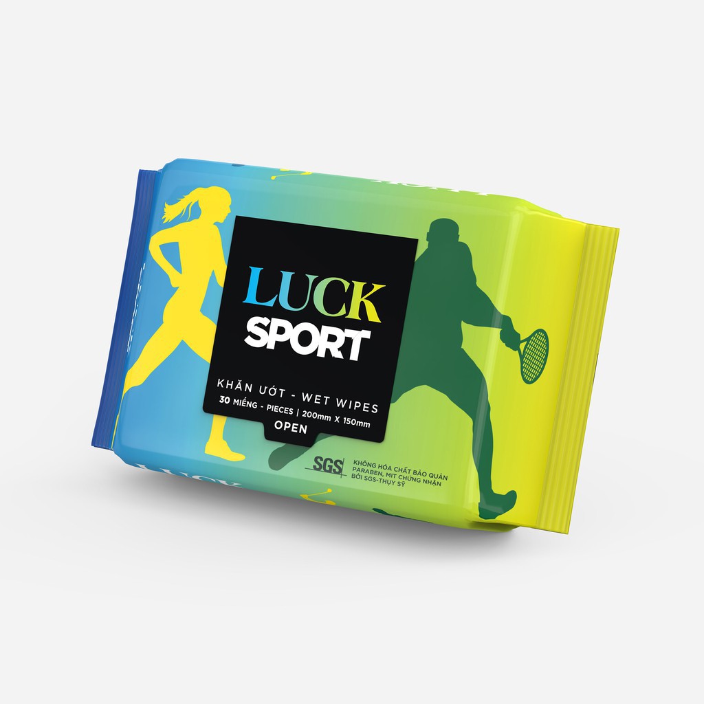 Khăn ướt thể thao khử mùi Luck Sport 30 tờ/gói - Combo 3 gói