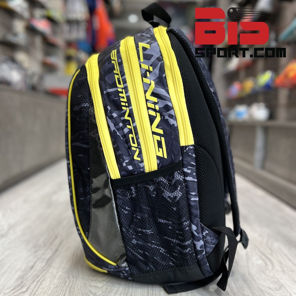 Balo Cầu Lông Lining ABSM198-2 Chính Hãng - Đen Vàng - Balo Siêu To - 3 Ngăn Chính Và Có Ngăn Để Giày Riêng