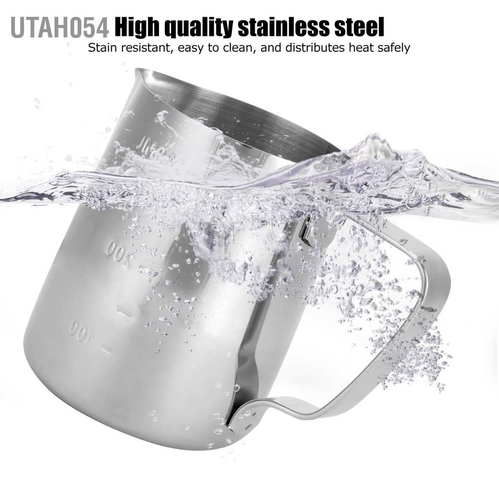 Hàng HOT Sữa xoáy nước dày bằng thép không gỉ cà phê latte craft cup nghệ thuật với đôi quy mô Ca đánh sữa inox (có vạch chia) 350ml - 600ml - 1000ml【Utah054】