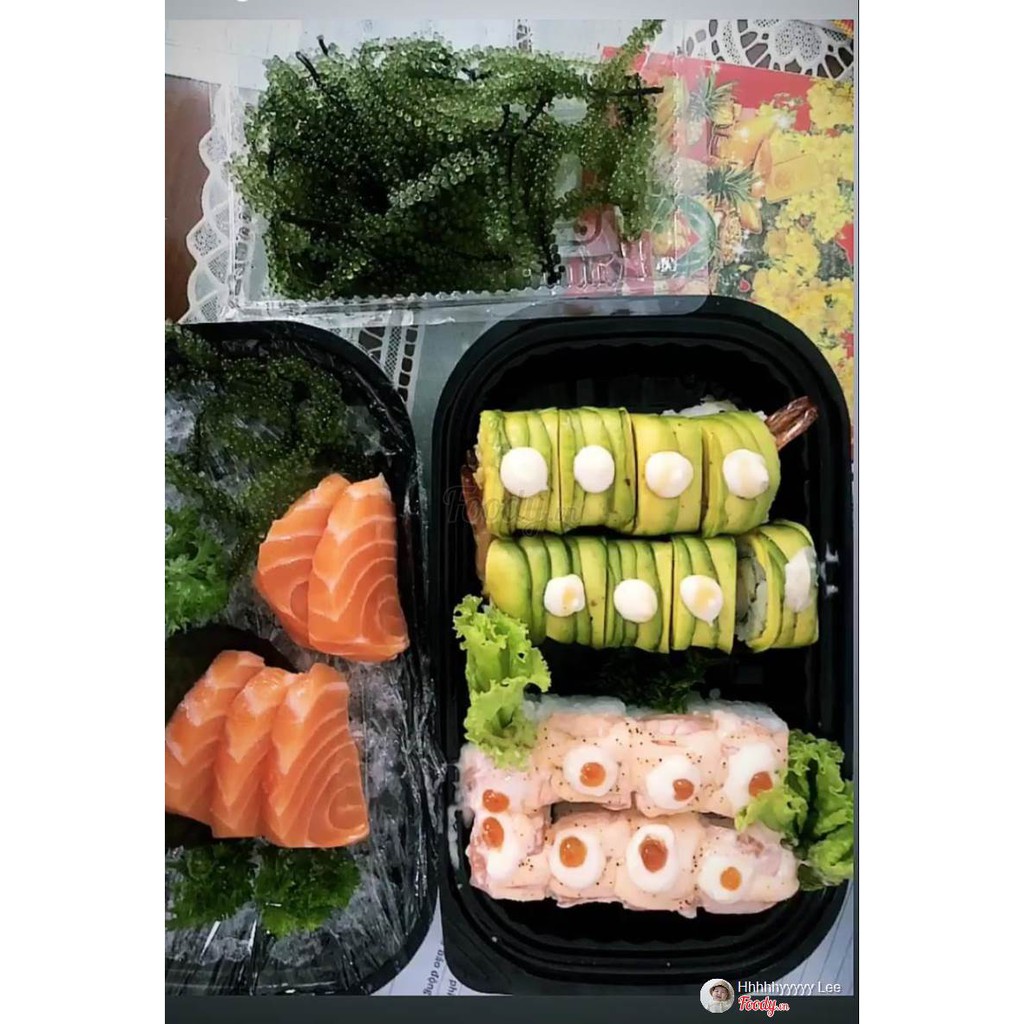 50 Hộp nhựa có nắp 23 x 14 x 4 cm đậy chữ nhật đế đen HT17 sushi, rau câu, trái cây - Plastic box