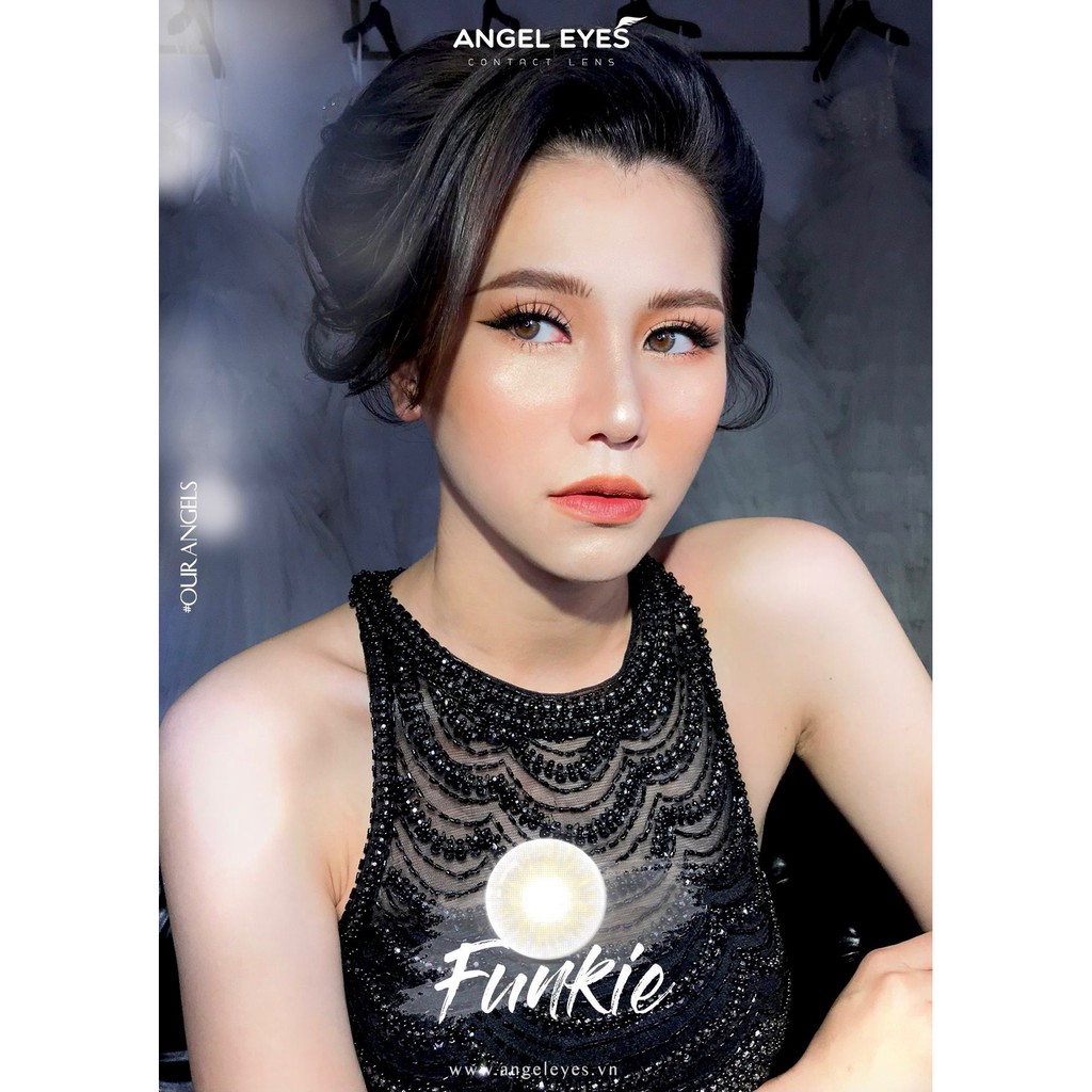 Kính Áp Tròng/ Lens mắt Xám Tây không giãn đeo 8-12h Funkie LIMITED POLYHEMA ĐỘ:0-6