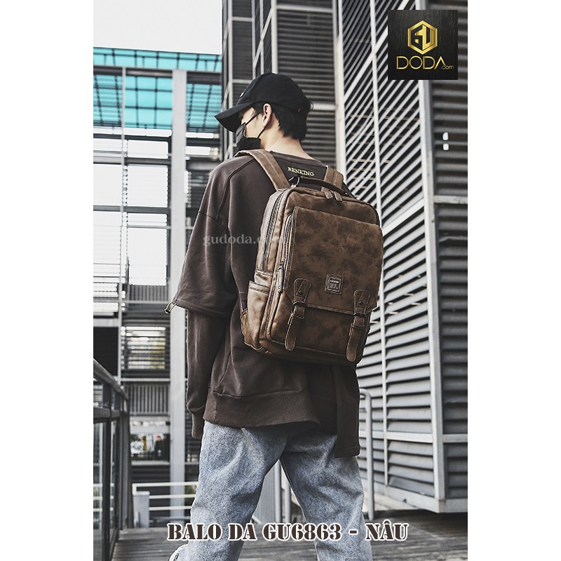 Balo Da Nam - Balo Hàn Quốc GU6863 🔥 Màu Nâu Cá Tính Chất Da Dày Dặn Chống Nước