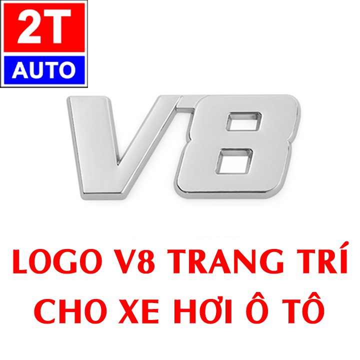 Tấm Logo V8 Kim Loại Dán Trang Trí cho ô tô xe hơi siêu sang trọng:   SKU:351