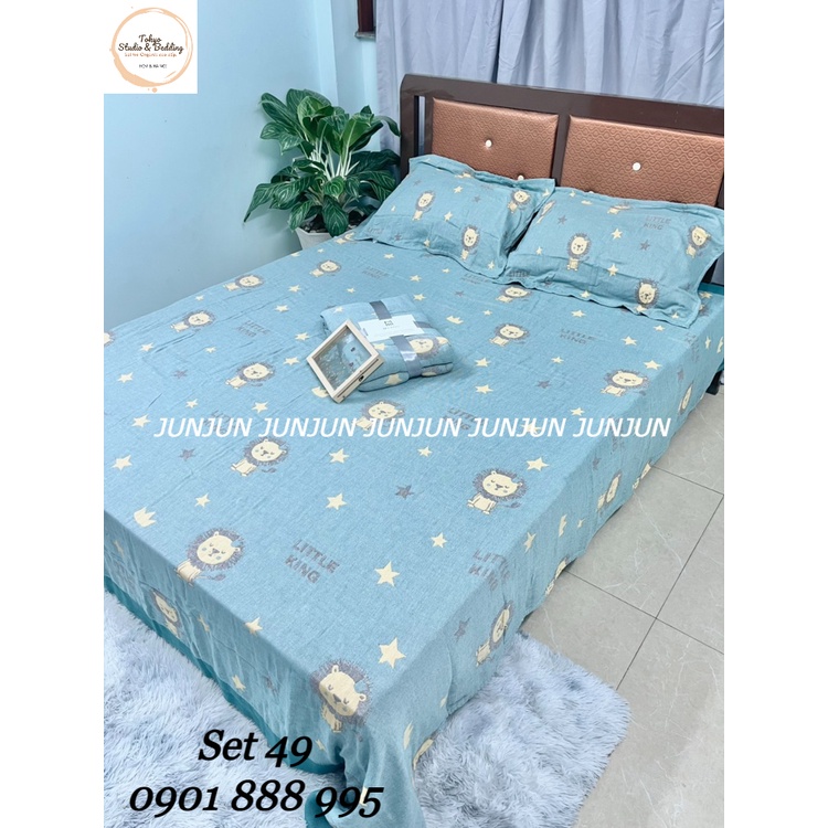 N23_SET Chăn Ga Gối vải Xô Organic cotton dòng cao cấp