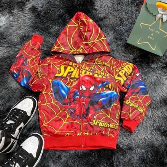 Áo khoác gió siêu nhân cho bé trai áo gió cho bé trai 8-18kg Tunkid in hình siêu nhân chất ấm áp