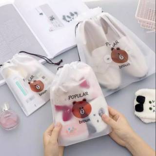 Pouch Organizer / Travel Pouch / Transparent Bag Motif Brown