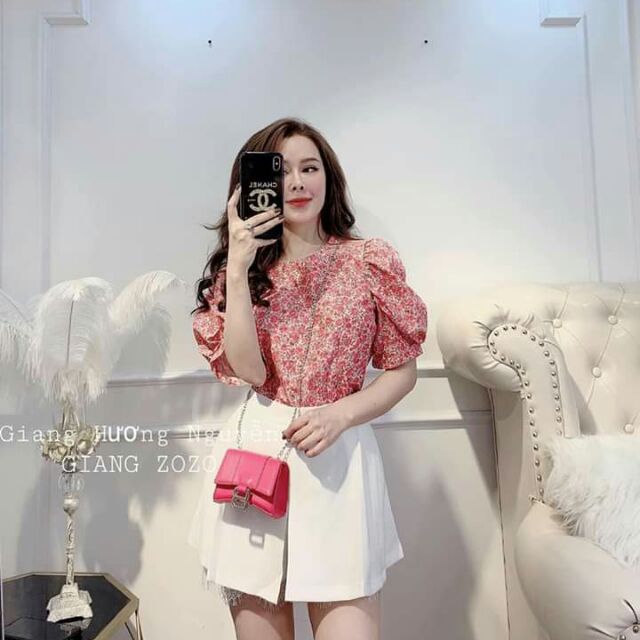 Áo hoa nhí tay phồng