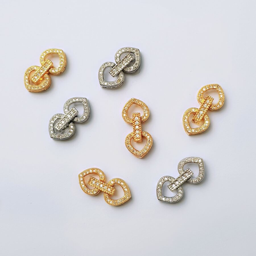 [CTJ013] Phụ kiện trang sức (DIY) - Chốt khóa Trái tim đôi làm vòng cổ vòng tay