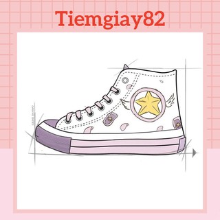 Giày sneaker cổ cao in hình Sakura (Kèm ảnh thật)