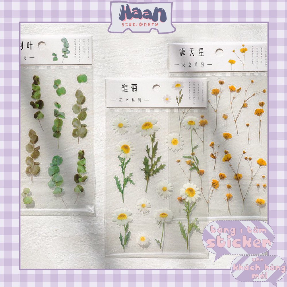 Sticker họa tiết hoa nhí 3D trang trí sổ