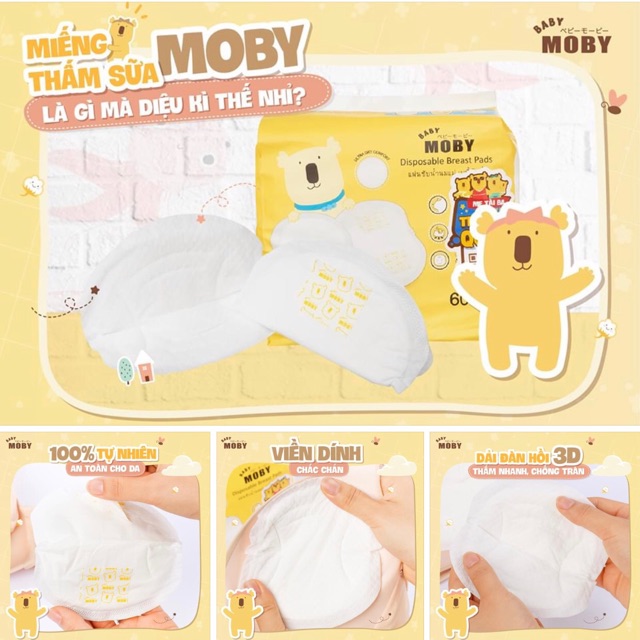 Bịch thấm sữa Moby Thái Lan (60 miếng/bịch) [ babyboo]