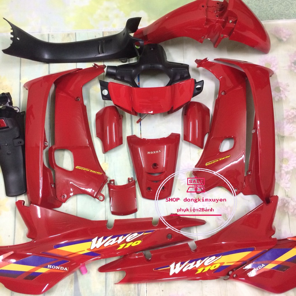 Dàn áo xe Wave 110 MÀU ĐỎ CỜ, Wave Thái, Wave 1 bóng, WAVE alpha ,nhựa ABS cao cấp  màu đỏ cờ