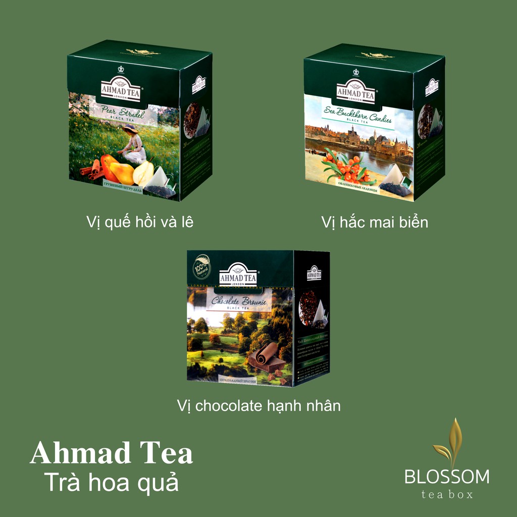 [Combo mĩ 20 gói] Trà hoa quả Ahmad Tea [Xoài, dâu, lê, cam chanh, hạnh nhân, hắc mai biển]