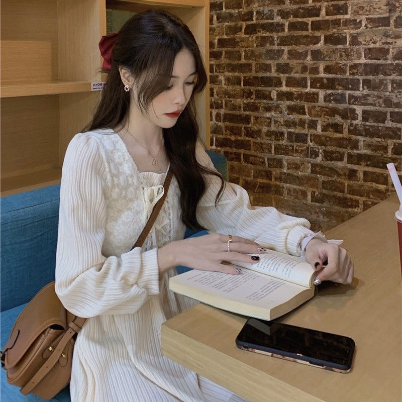 Váy nhung tăm nữ tính dài maxi gile ngắn phong cách Hàn