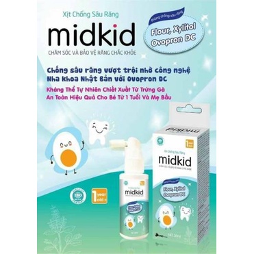 Xịt chống sâu răng midkid giải pháp phòng ngừa sâu sún mủn răng ở trẻ nhỏ Chai xịt 30ml