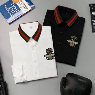 ÁO SƠ MI NAM VIỀN CỔ THÊU LOGO CON ONG CAO CẤP | FORM CHUẨN SHOP SM29