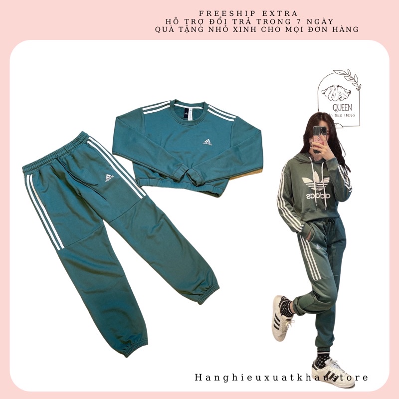 Set Nỉ Adidaas nữ, Set bộ nữ thể thao mặc thu đông chất nỉ cao cấp