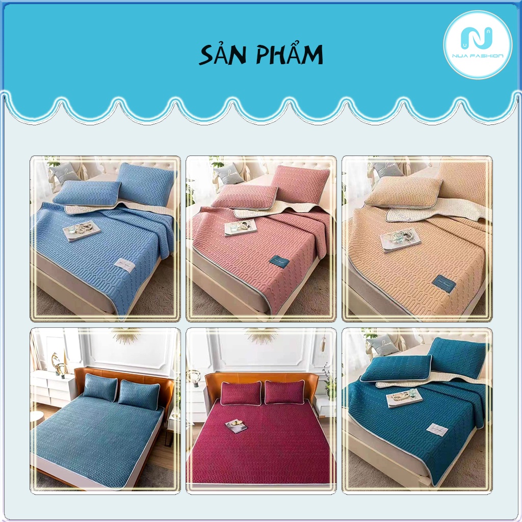 Chiếu điều hòa tencel latex NUA Fashion Bedding ga điều hòa cao su non kèm 2 vỏ gối hoạ tiết màu trơn m6/m8