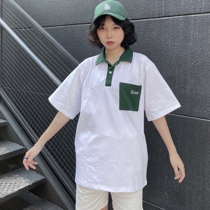 Áo Thun Polo Unisex JAY.CLO màu XANH LÁ/TRẮNG/ĐEN form rộng 🍃 Chất thun cá sấu form nam nữ unisex/Áo thun có cổ 🖤